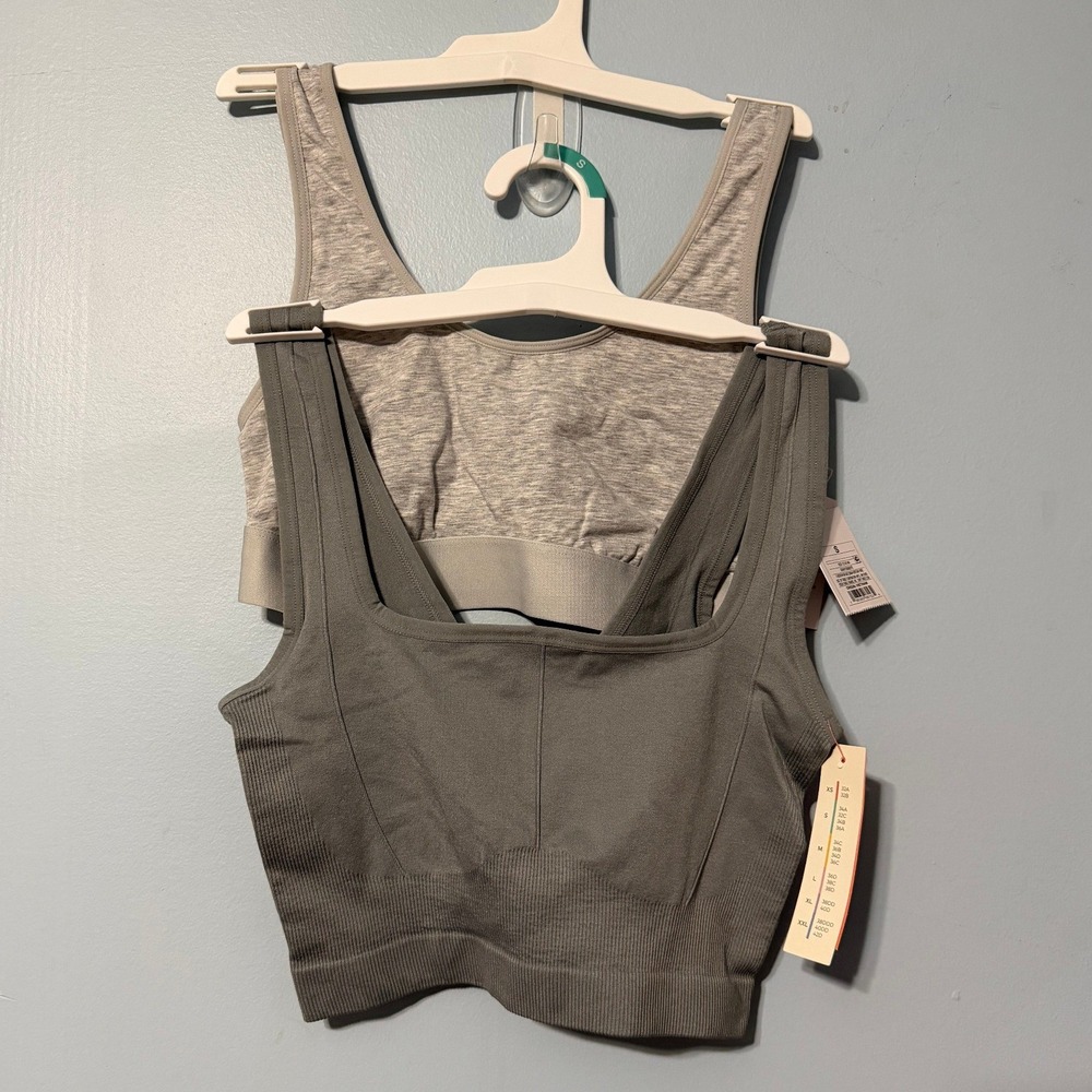 Auden & Colsie Size S Gray Bralette 2pc Bundle Scoop Neck Ribbed Seamless 2557